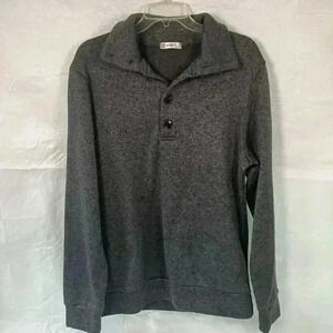 H2H Men’s Sweater Fleece Pullover Size Large Gray‎ Heather Button Collared